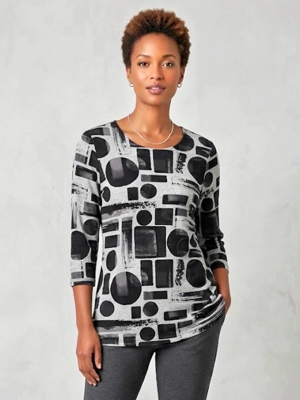 Antoine Geometric Long Sleeve Top